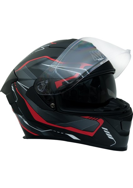 Gp My Helmet MKS001-BGR Yarış Spoiler Güneş Vizörlü Şeffaf Full Face Motosiklet Kaskı M modelleri