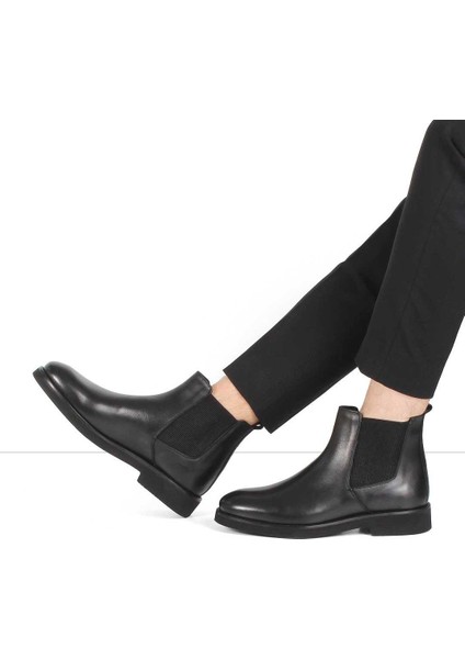 Erkek Siyah Deri Chelsea Bot