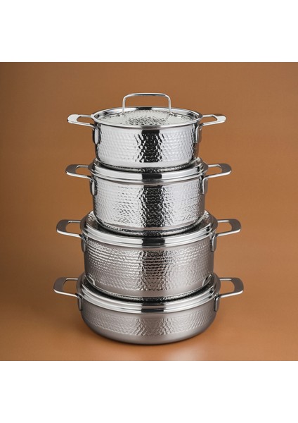 Power Steel 316+ 3ply Voyager Indüksiyon Tabanlı 8 Parça Çelik Tencere Seti