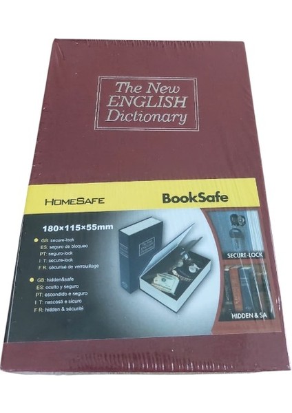 Kitap Görünümlü Gizli Kasa Anahtarlı Çelik Mini Kasa Kilitli Değerli Eşya Kutusu