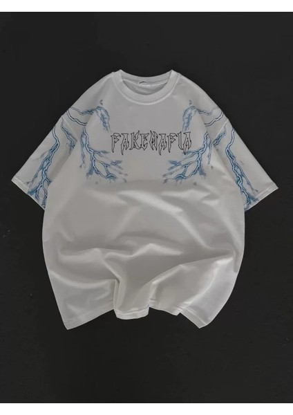 Mdb Unisex Bisiklet Yaka Baskılı Oversize Thirt Beyaz fırsatları