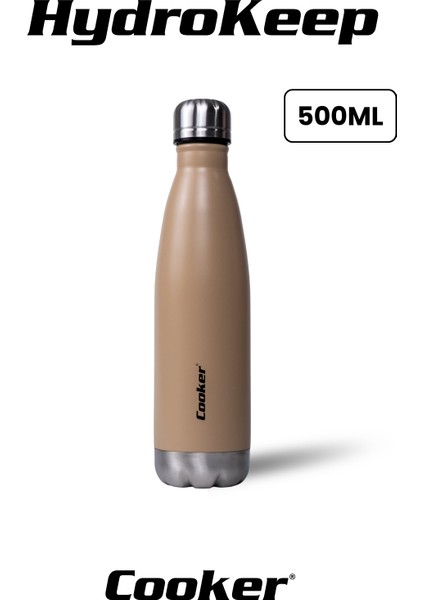 Hydrokeep 500 ml Paslanmaz Çelik Termos – Çift Kat Vakumlu, Sızdırmaz Kapaklı, 6 Saat Sıcak & Soğuk Tutma”