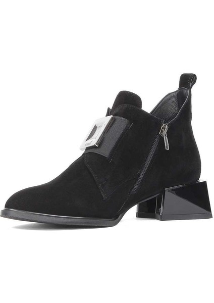 Kadın Siyah Fermuarlı Toka Detaylı Süet Deri Bot fırsatları
