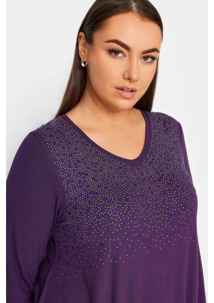 Büyük Beden V Yaka Uzun Kollu Önü Taş Işlemeli Bluz 302919 fiyatları