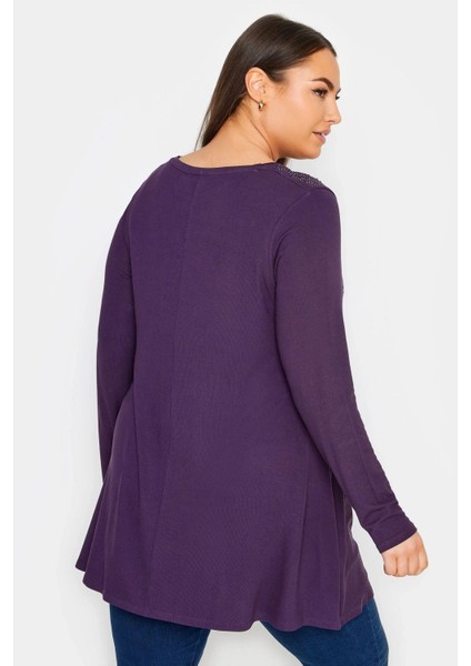 Büyük Beden V Yaka Uzun Kollu Önü Taş Işlemeli Bluz 302919 indirimleri