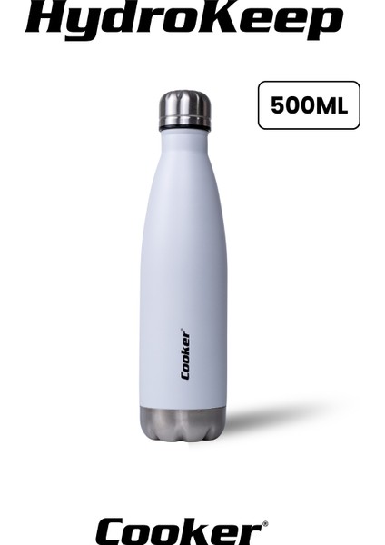 Hydrokeep 500 ml Paslanmaz Çelik Termos – Çift Kat Vakumlu, Sızdırmaz Kapaklı, 6 Saat Sıcak & Soğuk Tutma”