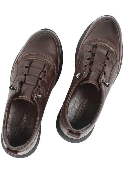 Kadın Kahverengi Kalın Tabanlı Deri Sneaker