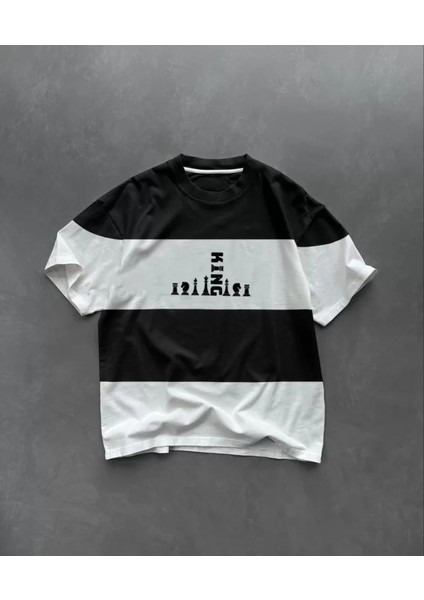 Mdb Unisex Bisiklet Yaka Baskılı Parçalı Oversize Thirt Iyah