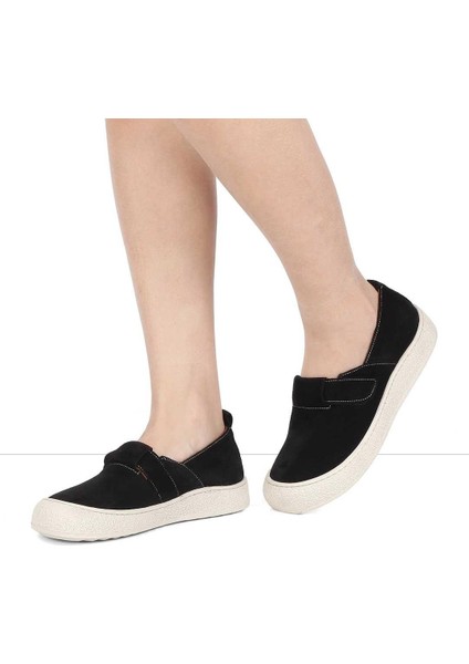 Kadın Siyah Kalın Tabanlı Süet Deri Ayakkabı fiyatları