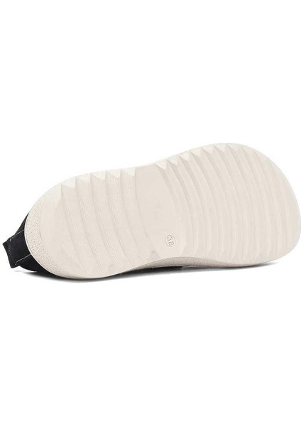 Kadın Siyah Kalın Tabanlı Süet Deri Ayakkabı