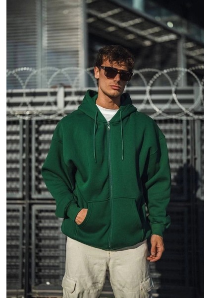 Mdb Oversize Tam Fermuarlı Uzun Kol Hırka Haki