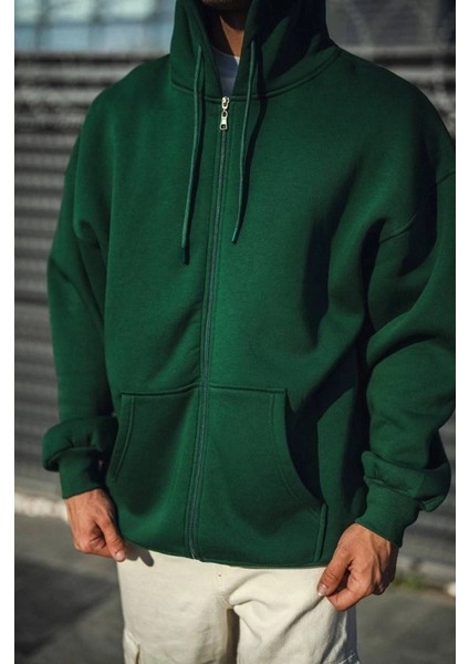 Mdb Oversize Tam Fermuarlı Uzun Kol Hırka Haki modelleri