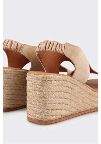 Kadın Espadril Doğal Deri ve Jüt Tabanlı Dolgu Topuk 8 cm Yükseklikle Rahat Kullanım indirimleri