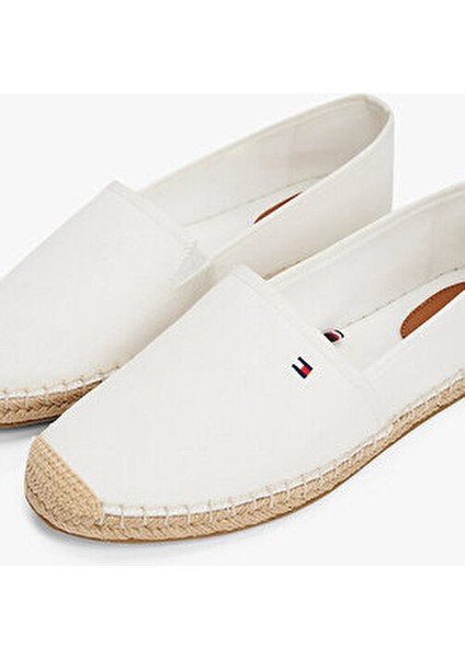 Flag Canvas Espadrille Erkler İçin Düz Tabanlı Şık Beyaz Ayakkabı