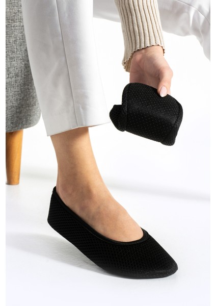 Hac Umre Tavaf Patiği Fileli Siyah Esnek Kumaş Patik Ev Ayakkabısı