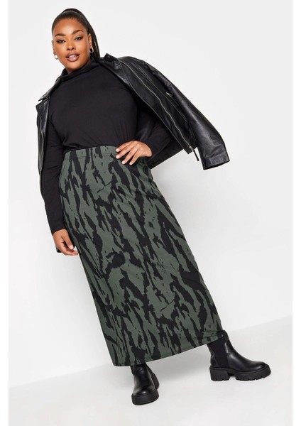 Büyük Beden Zebra Desenli Beli Lastikli Uzun Etek 137620 fiyatları