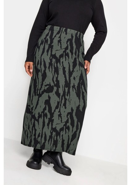 Büyük Beden Zebra Desenli Beli Lastikli Uzun Etek 137620 fırsatları