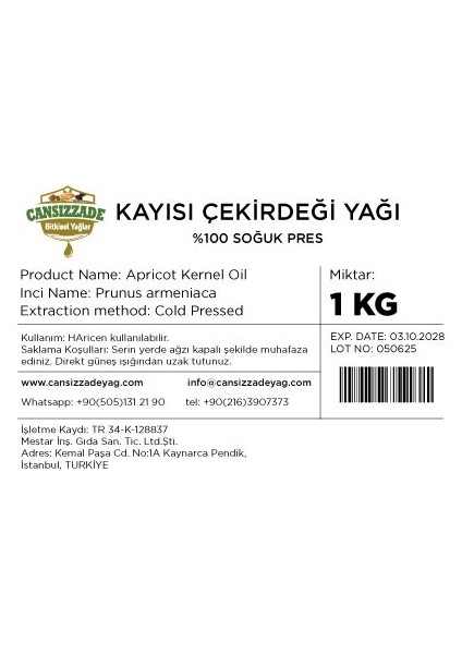 Kayısı Çekirdeği Yağı 1 kg modelleri