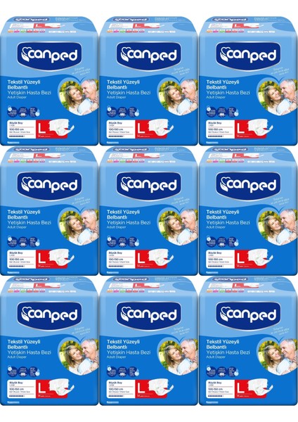 Hasta Bezi Yetişkin Bel Bantlı Tekstil Yüzey L - Büyük - Large 126 Adet (9pk*14)