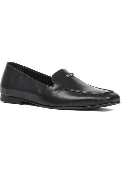 Kadın Siyah Tokalı Deri Loafer modelleri