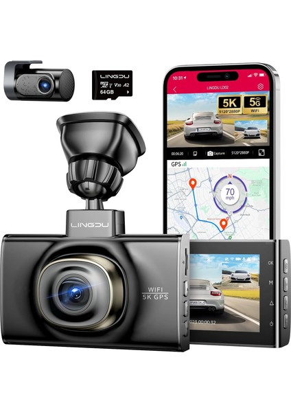 Lıngdu LD02 5k 3 Inç Ekran 150° 2 Kameralı 64GB Araç Içi Kamera fiyatları