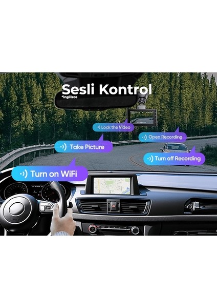 Lıngdu LD02 5k 3 Inç Ekran 150° 2 Kameralı 64GB Araç Içi Kamera