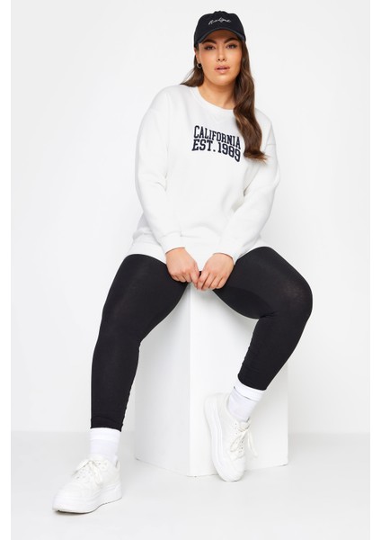 Büyük Beden Bisiklet Yaka Işleme Baskılı Uzun Kollu Sweatshirt 302918 modelleri