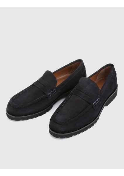 Erjon Hakiki Süet Deri Lacivert Erkek Loafer Ayakkabı fiyatları