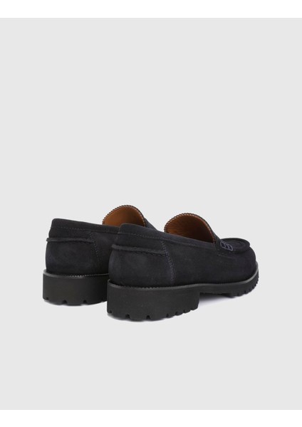 Erjon Hakiki Süet Deri Lacivert Erkek Loafer Ayakkabı fırsatları