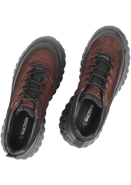 Erkek Kahverengi Kalın Tabanlı Nubuk Deri Sneaker