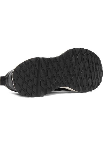 Erkek Siyah Bağcıklı Kalın Tabanlı Kroko Deri Sneaker