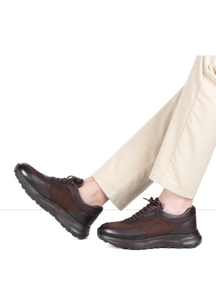 Erkek Kahverengi Kalın Tabanlı Nubuk Deri Sneaker fiyatları