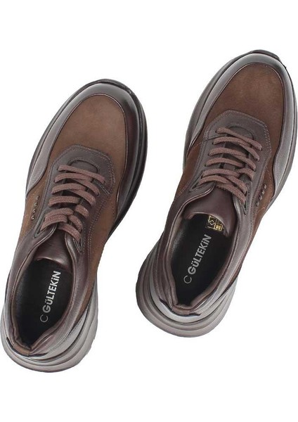 Erkek Kahverengi Kalın Tabanlı Nubuk Deri Sneaker