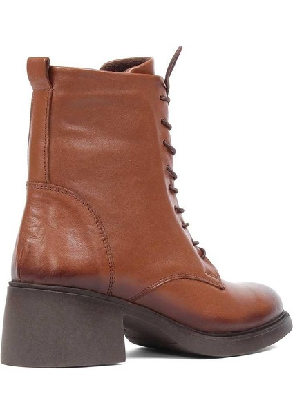 Kadın Taba Bağcıklı Fermuarlı Deri Bot indirimleri