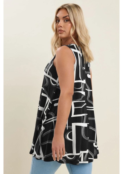 Büyük Beden V Yaka Sıfır Kol Pileli Desenli Likralı Bluz 304105 indirimleri