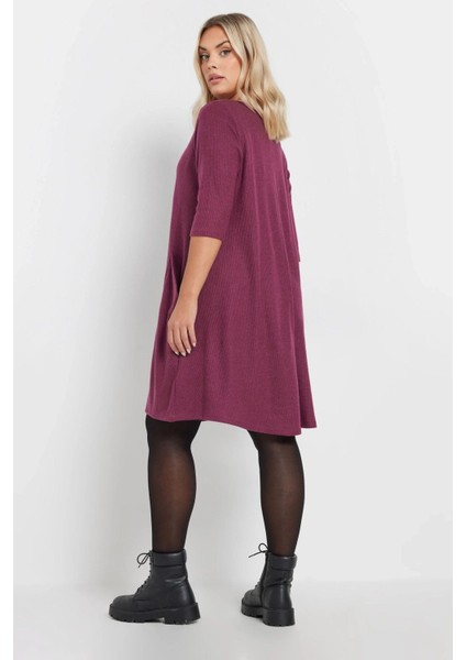 Büyük Beden Yarım Kollu Bisiklet Yaka Asimetrik Cepli Elbise 303803 indirimleri
