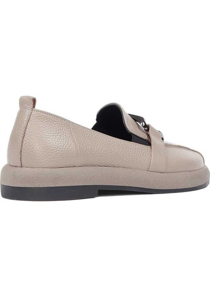 Kadın Vizon Tokalı Kalın Tabanlı Deri Loafer indirimleri