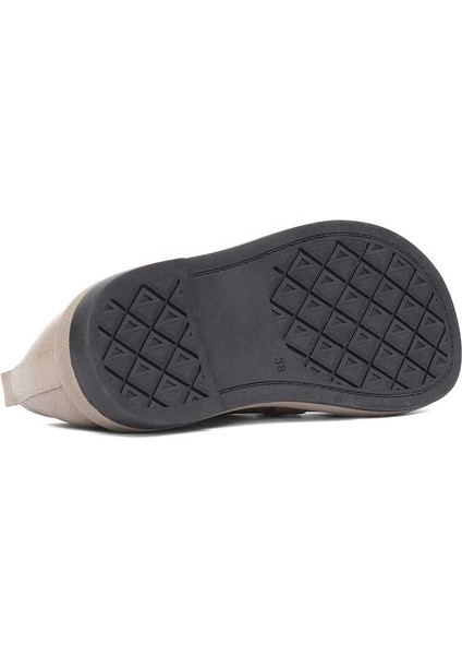 Kadın Vizon Tokalı Kalın Tabanlı Deri Loafer