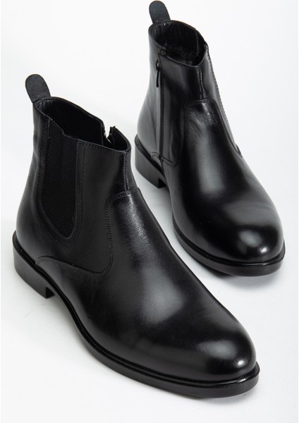 D2145 Hakiki Deri Içi Kürklü Fermuarlı Soğuk Geçirmez Erkek Bot modelleri