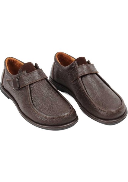 Kadın Kahverengi Tokalı Deri Ayakkabı