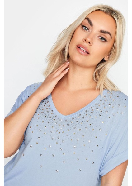 Büyük Beden Pul Detaylı V Yaka Kısa Kollu Bluz 302280 fırsatları