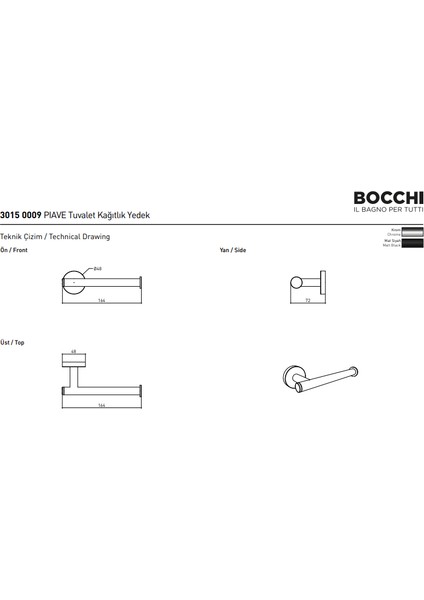 Bocchi Piave Tuvalet Kağıtlık Yedek Mat Siyah 3015-0009-AB fiyatları