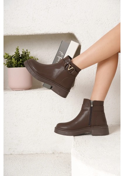 D0802 Kadın Yanı Tokalı Ortopedik Soğuk Geçirmez Bot