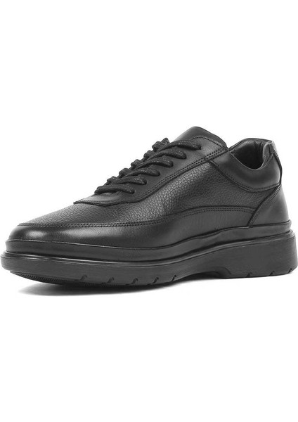 Erkek Siyah Kalın Tabanlı Deri Sneaker fırsatları