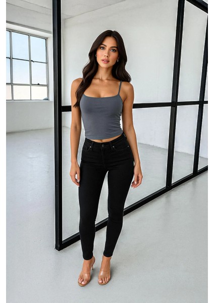 Kadın Dar Paça Super Skinny Siyah Jean Pantolon