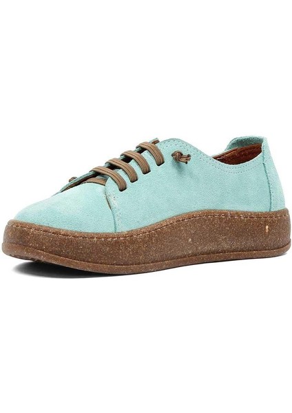 Kadın Turkuaz Bağcıklı Kalın Tabanlı Süet Deri Ayakkabı fırsatları