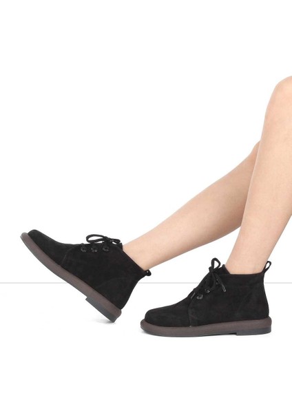 Kadın Siyah Bağcıklı Süet Deri Bot fiyatları