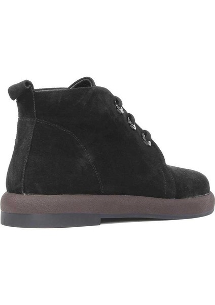 Kadın Siyah Bağcıklı Süet Deri Bot indirimleri