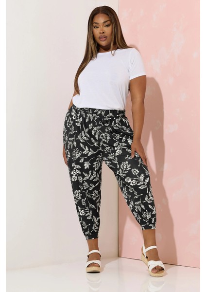 Büyük Beden Paçası ve Beli Lastik Detaylı Cepli Jogger Pantolon 145095 fiyatları