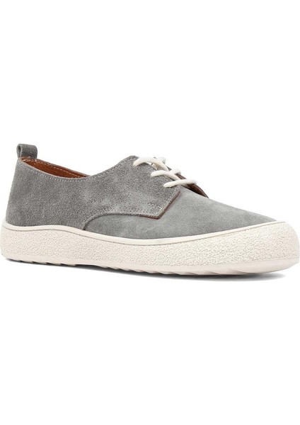 Kadın Gri Bağcıklı Kalın Tabanlı Süet Deri Ayakkabı modelleri